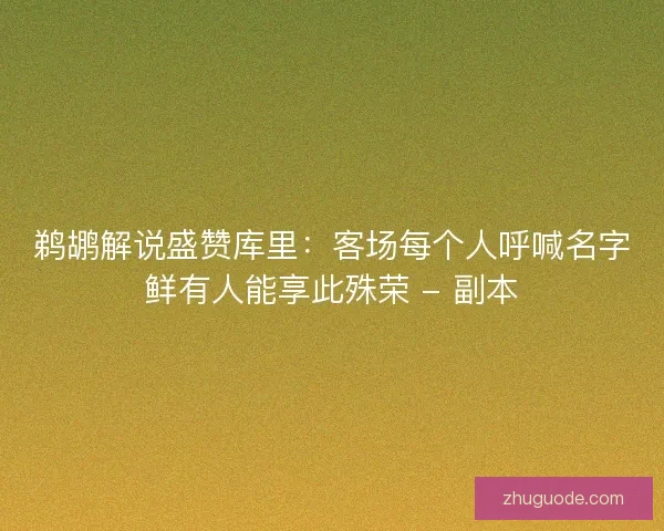 鹈鹕解说盛赞库里：客场每个人呼喊名字鲜有人能享此殊荣 - 副本