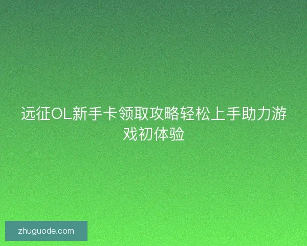 远征OL新手卡领取攻略轻松上手助力游戏初体验 远征OL新手卡领取攻略轻松上手助力游戏初体验